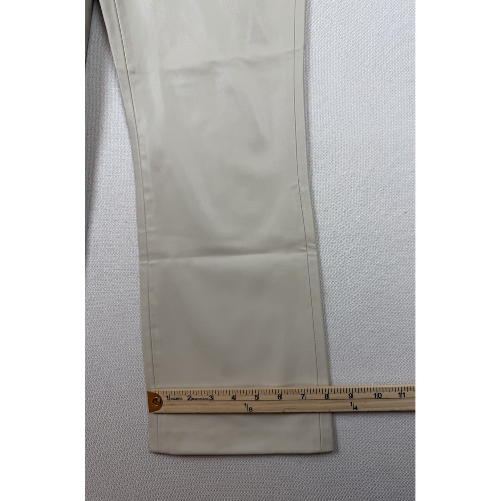 Zara Beige Faux Leather Women's Fit Pants 4 Straight Leg Stretchy 28X25 Gold Zip - Picture 8 of 12